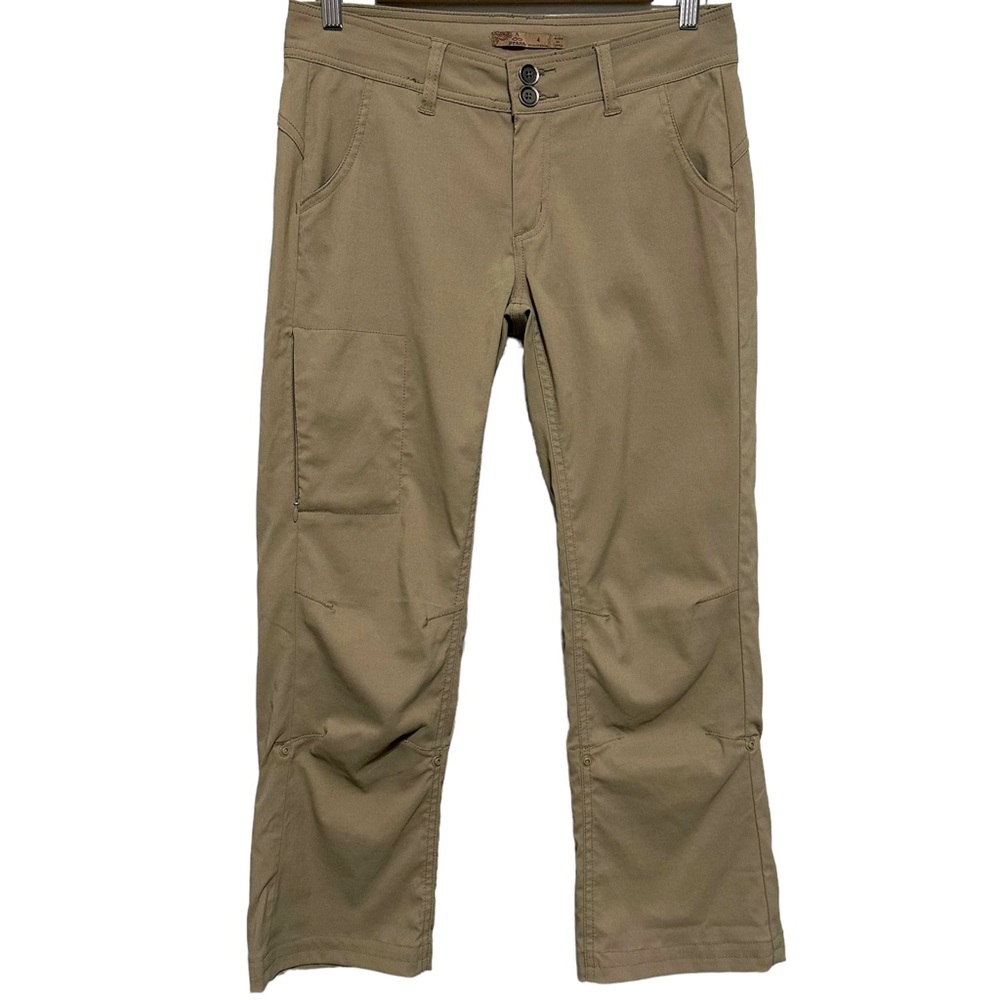 Prana Halle Cropped Pants Women's 4 Khaki Tan Roll Up Stretch Hiking Outdoor